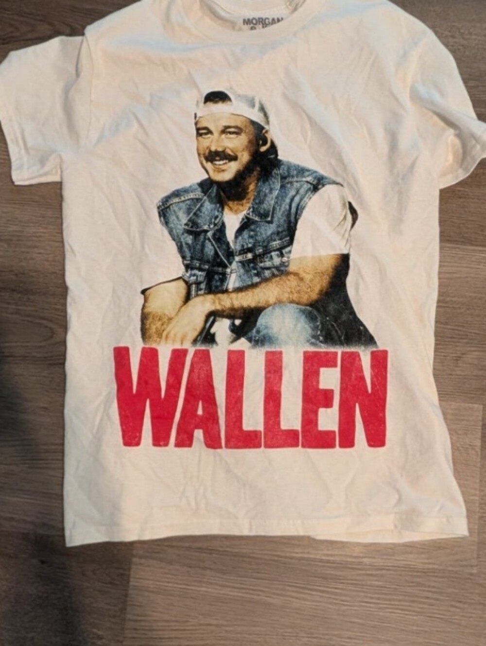 White "Wallen" Graphic Tee with Red Lettering